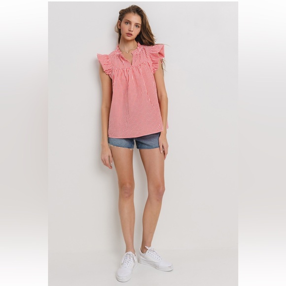 Gingham Ruffled Sleeveless Blouse - Picture 6 of 6